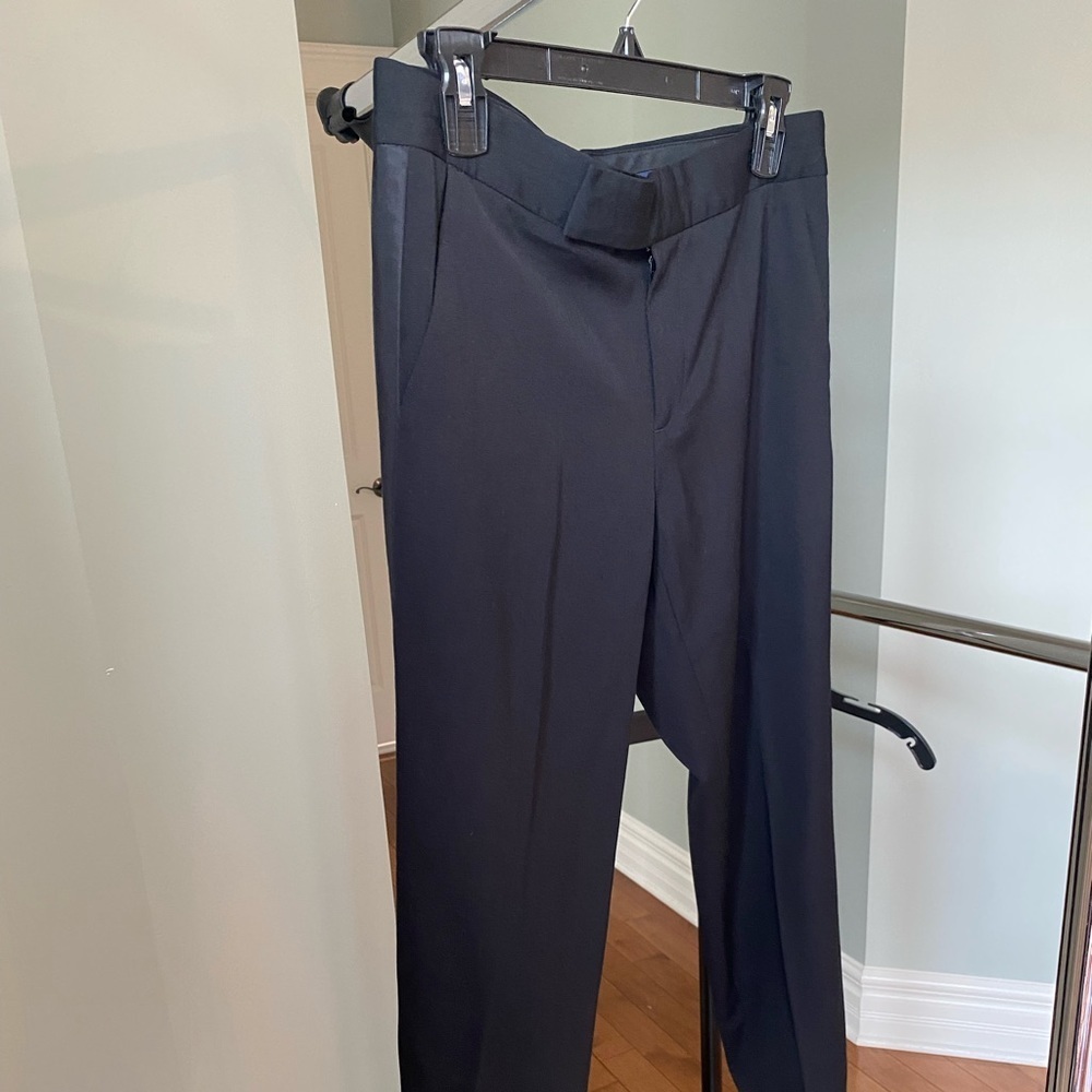 Polo Ralph Lauren Women's Black Tuxedo-stripe Wool Pant size 4